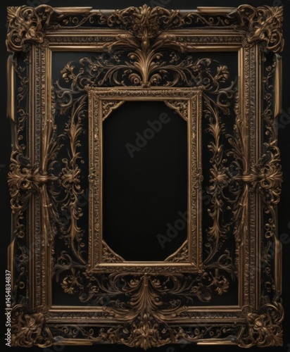 Black & gold ornate frame, shimmering accents, mockup, exclusive, royal