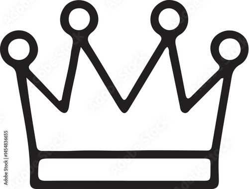 Crown: A simple, minimalist outline of a regal crown, ideal for adding a touch of royalty and elegance to any design, emblem of power and authority.