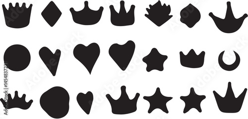 Artistic Silhouettes: An array of monochromatic silhouettes of various shapes and forms, evoking a sense of artistry and visual intrigue.