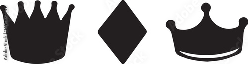 Crown Diamond Crown: Simple elegant silhouette graphic design featuring two crowns and a diamond.  Perfect for royal, luxury, or game design.