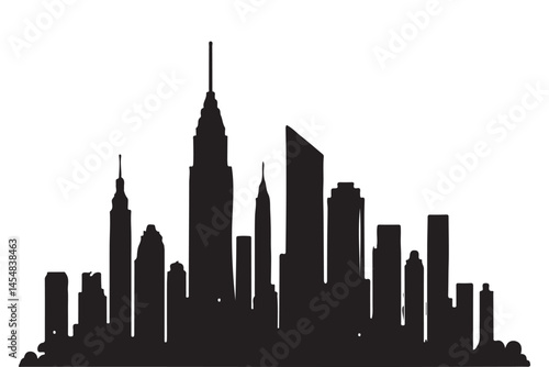 New York City Skyline Silhouette Vector Urban Landscape Design Element