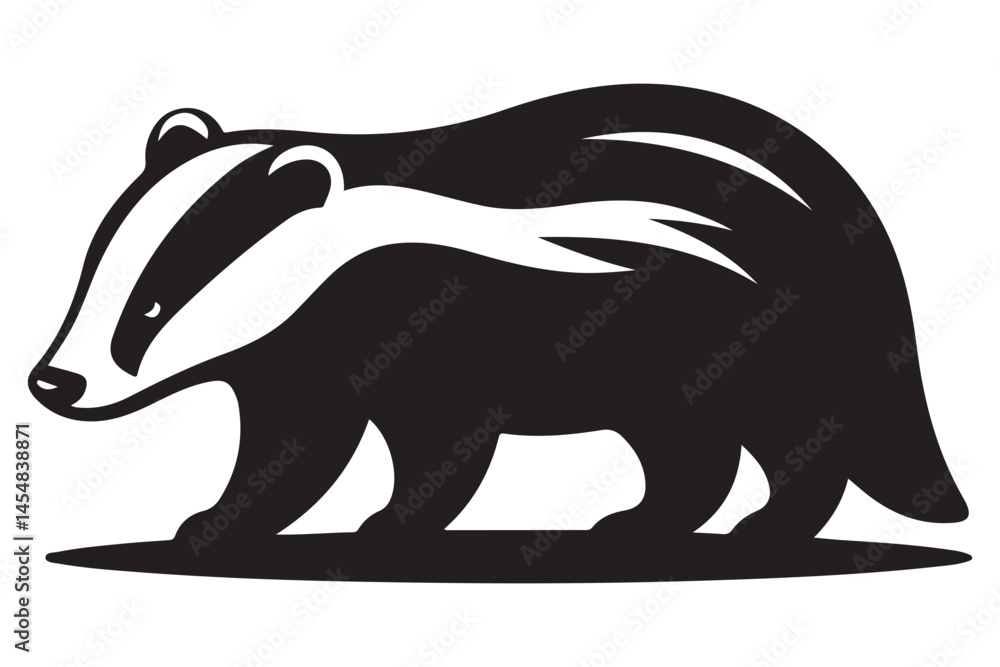 Obraz premium Badger Silhouette Vector Illustration Bold Wildlife Animal Design