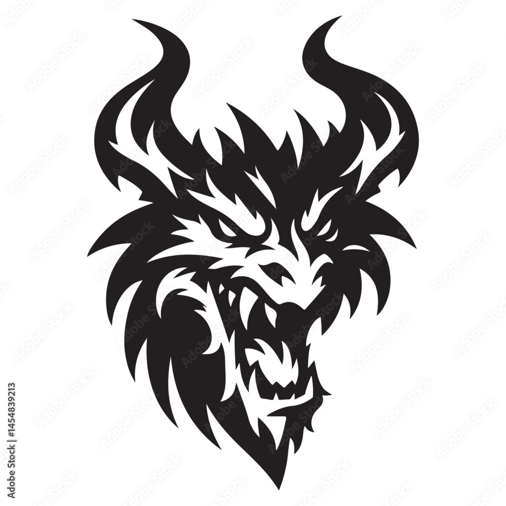Fierce dragon head silhouette mythical creature vector graphic design Fierce dragon head silhouette mythical creature vector graphic design