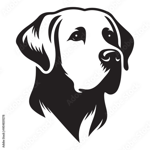 Loyal labrador retriever dog head silhouette vector pet illustration
