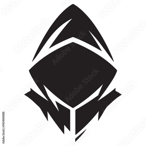 Mysterious anonymous hooded figure silhouette vector graphic design element