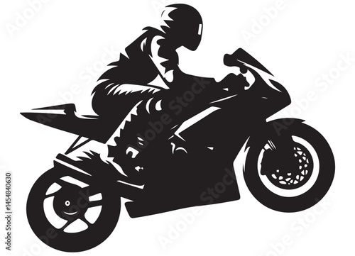 Motorcycle Rider Silhouette Illustration of Speed Adventure and Freedom