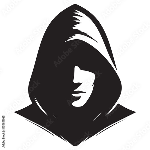 Mysterious Silhouette Hooded Figure Illustration for Dark Fantasy Designs