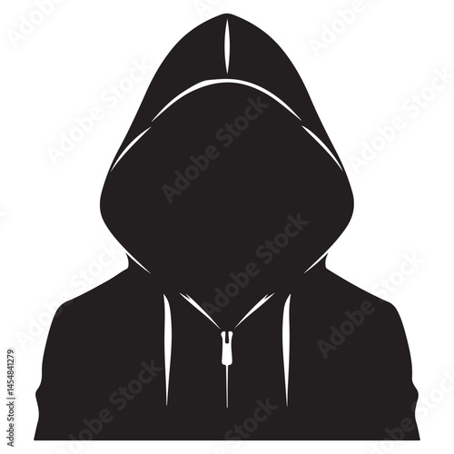 Anonymous hooded silhouette figure vector illustration for mystery themes