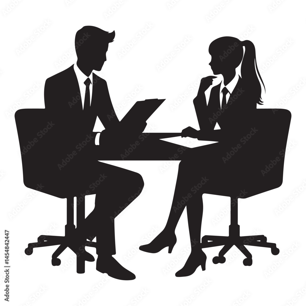 Professional Business Meeting Silhouette Illustration Discussing Strategy Plan Professional Business Meeting Silhouette Illustration Discussing Strategy Plan