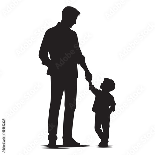 Silhouette of Father and Son Walking Holding Hands Illustration Vector