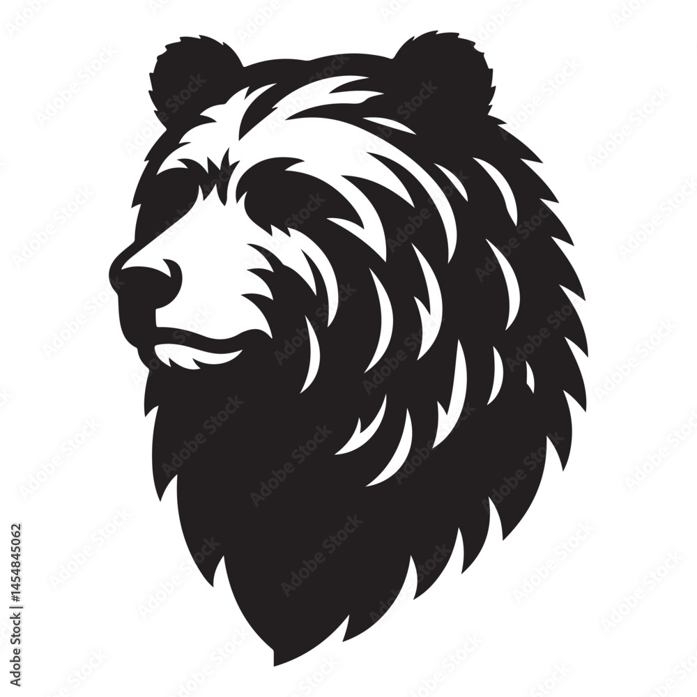 Fototapeta premium Silhouette Bear Head Profile Vector Illustration for Wildlife Projects