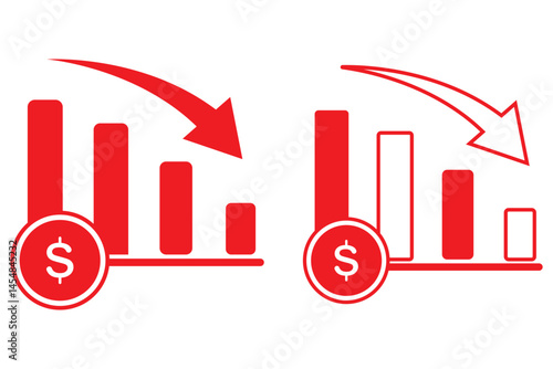 Cost increase vector icons. Rupee increase vector illustration set. eps 10