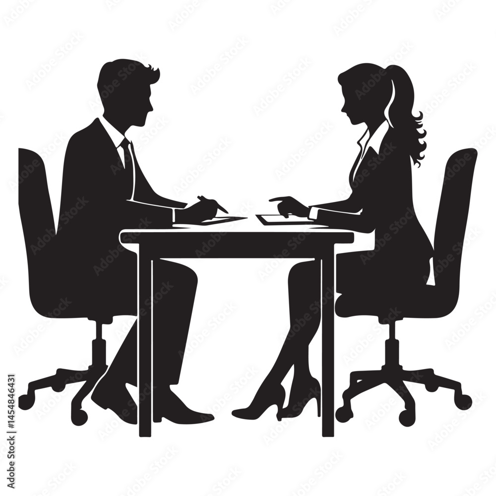 Business Meeting Silhouette Vector Illustration Professional Discussion Scene Business Meeting Silhouette Vector Illustration Professional Discussion Scene