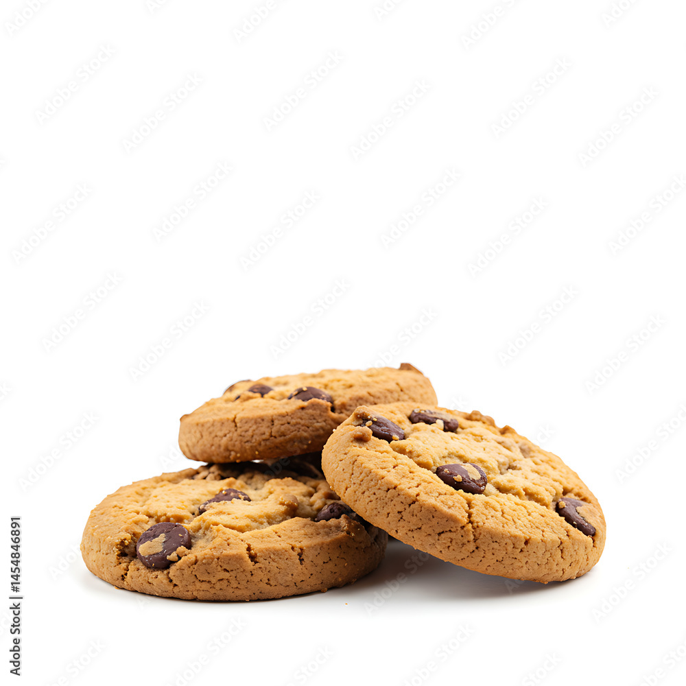 Delicious stack of chocolate chip cookies isolated on white background Delicious stack of chocolate chip cookies isolated on white background