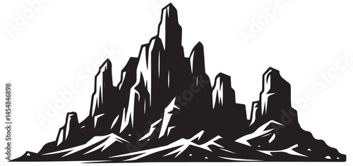 Dramatic mountain range silhouette illustration for adventure and nature design