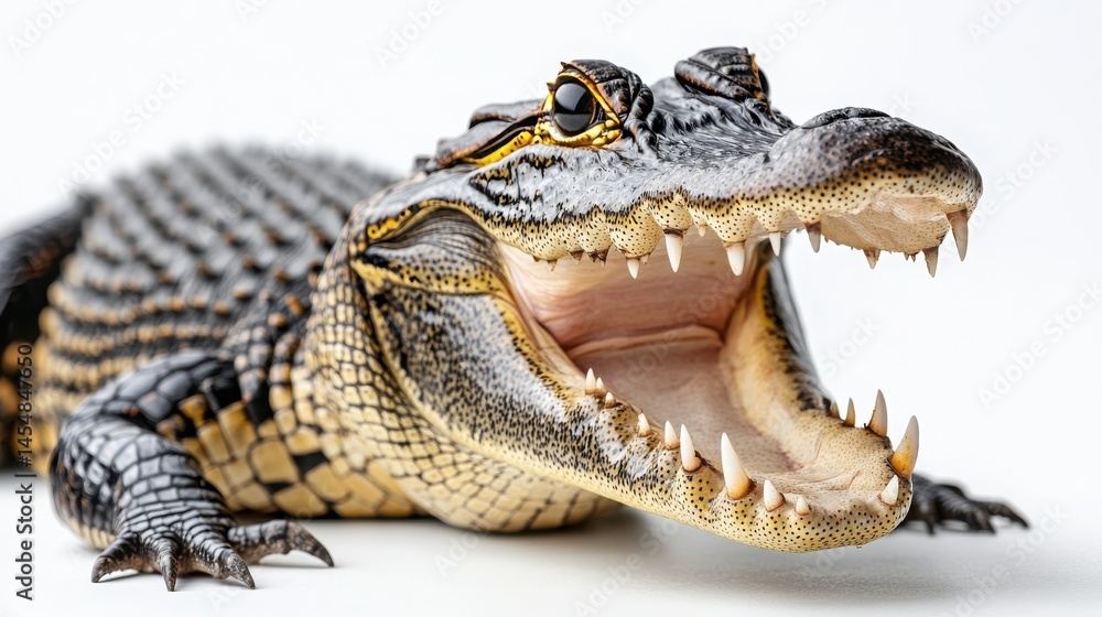 Obraz premium Closeup of a Young Alligator with Open Mouth