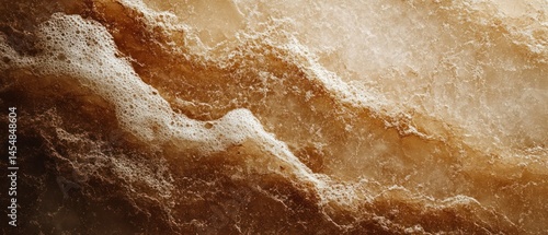 Liquid showcases bubbly surface, shimmering with light.