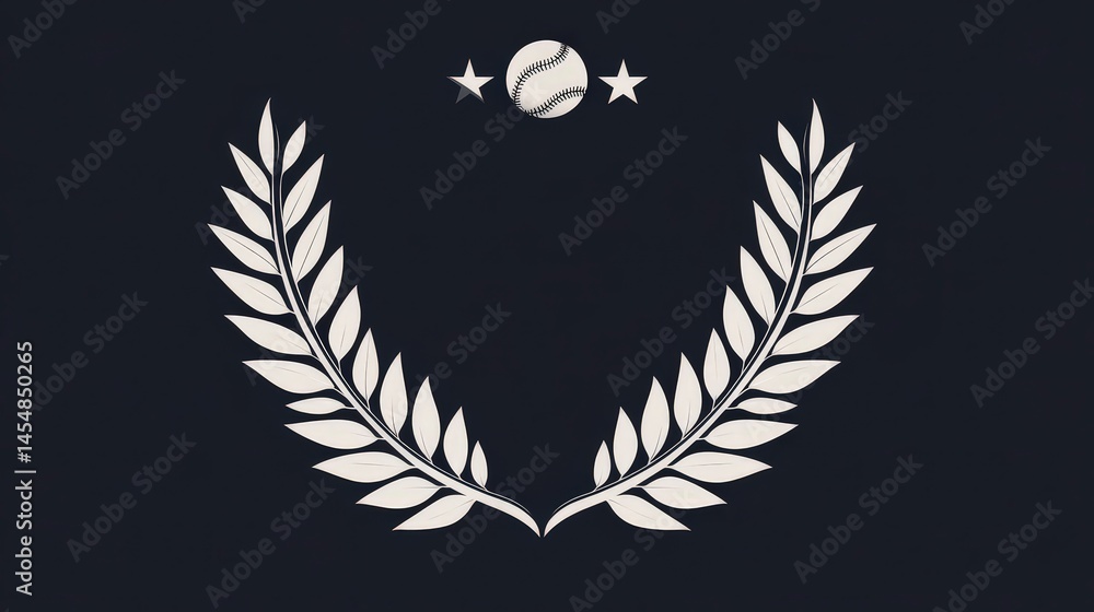 Obraz premium Baseball Laurel Wreath Emblem Award Championship Sport Graphic