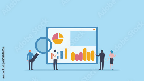 Data analysis team reviewing key performance indicators insightful charts graphs