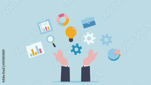 Mastering Multitasking Juggling Ideas Projects and Success Blue background