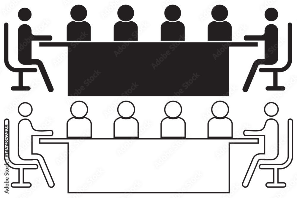 Obraz premium Group People Thin Icons. Conference Meeting Icons. Team work and human resource management. design eps 10 