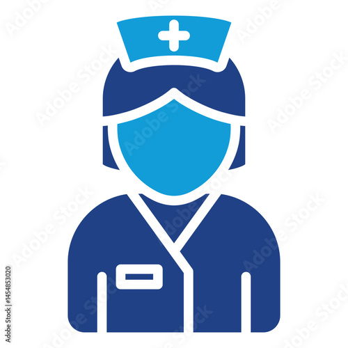 Nurse - silhouette dual tone blue fill icon Nurse