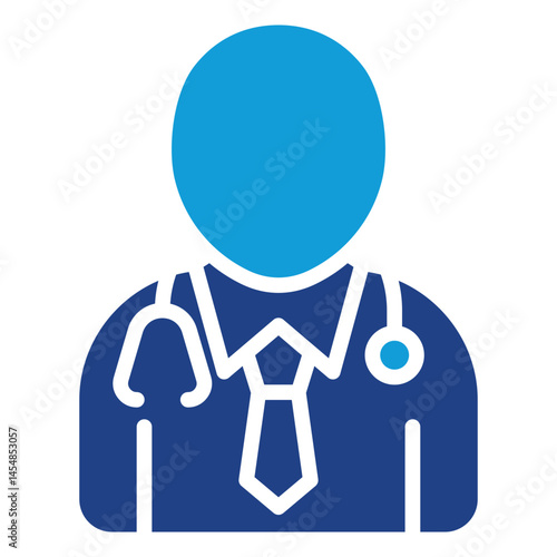 Physician - silhouette dual tone blue fill icon of a doctor with a stethoscope