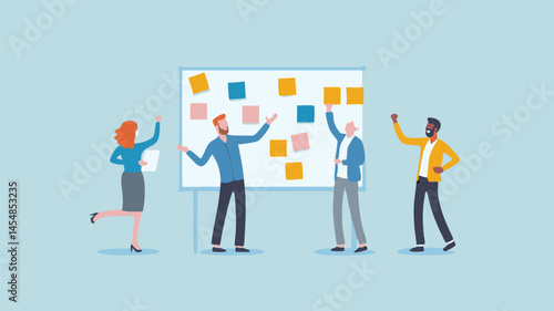 Team brainstorming ideas vibrant collaboration project planning session colorful