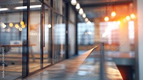 Wallpaper Mural Dynamic office space with blurred background and door modern workspace interior design contemporary view Torontodigital.ca