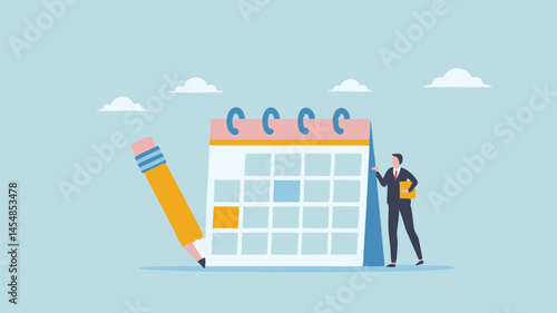 Planning future events scheduling meetings calendar design flat illustration