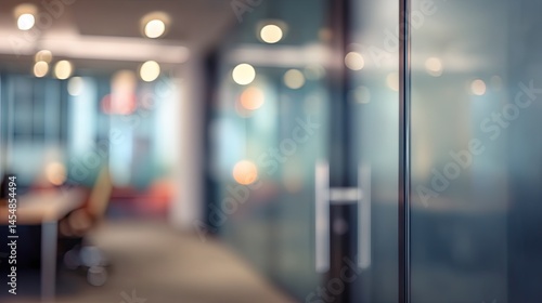 Wallpaper Mural Blurred office interior with glass doors modern workspace soft lighting professional environment Torontodigital.ca