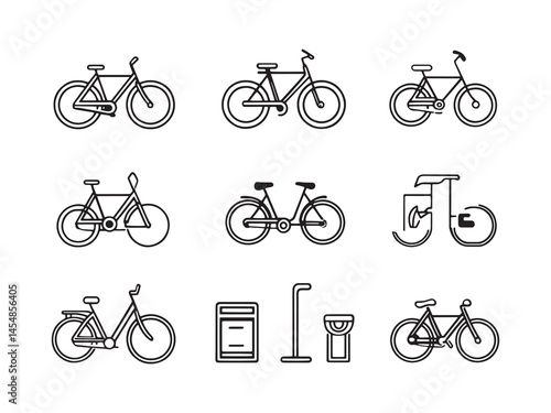 Modern Eco Transport Urban Bicycle Share Drawing