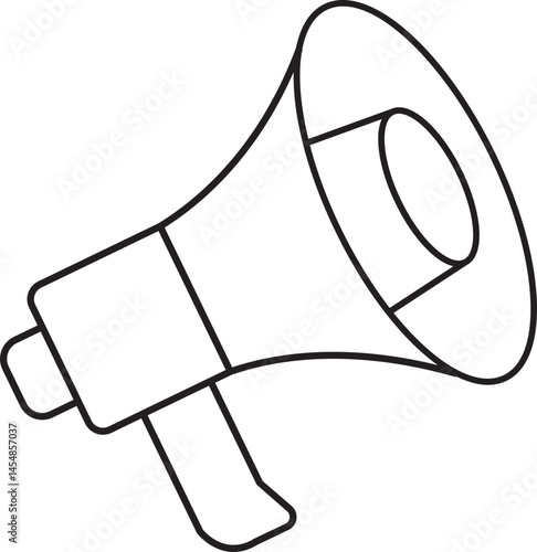 Megaphone outline icon. Loudspeaker icon vector logo design template. Public announcement sign isolated on transparent background. Advertising and marketing megaphone sign vector.