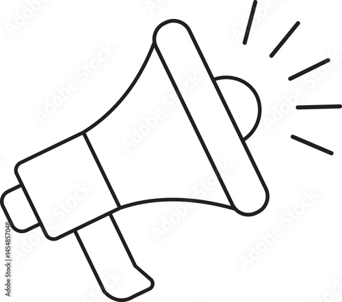 Megaphone outline icon. Loudspeaker icon vector logo design template. Public announcement sign isolated on transparent background. Advertising and marketing megaphone sign vector.