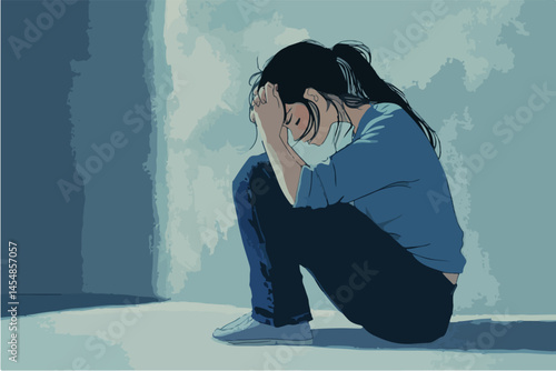 Sad Girl Sitting in Room