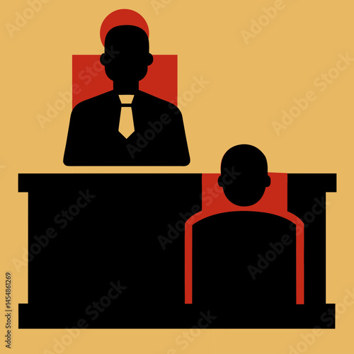 Vector art illustration of judge and lawyer