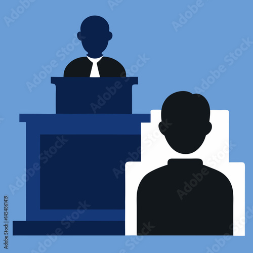 Vector art illustration of judge and lawyer