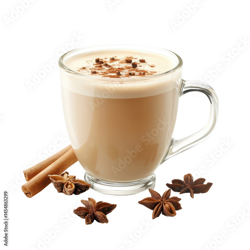 Chai Latte isolated on white background .