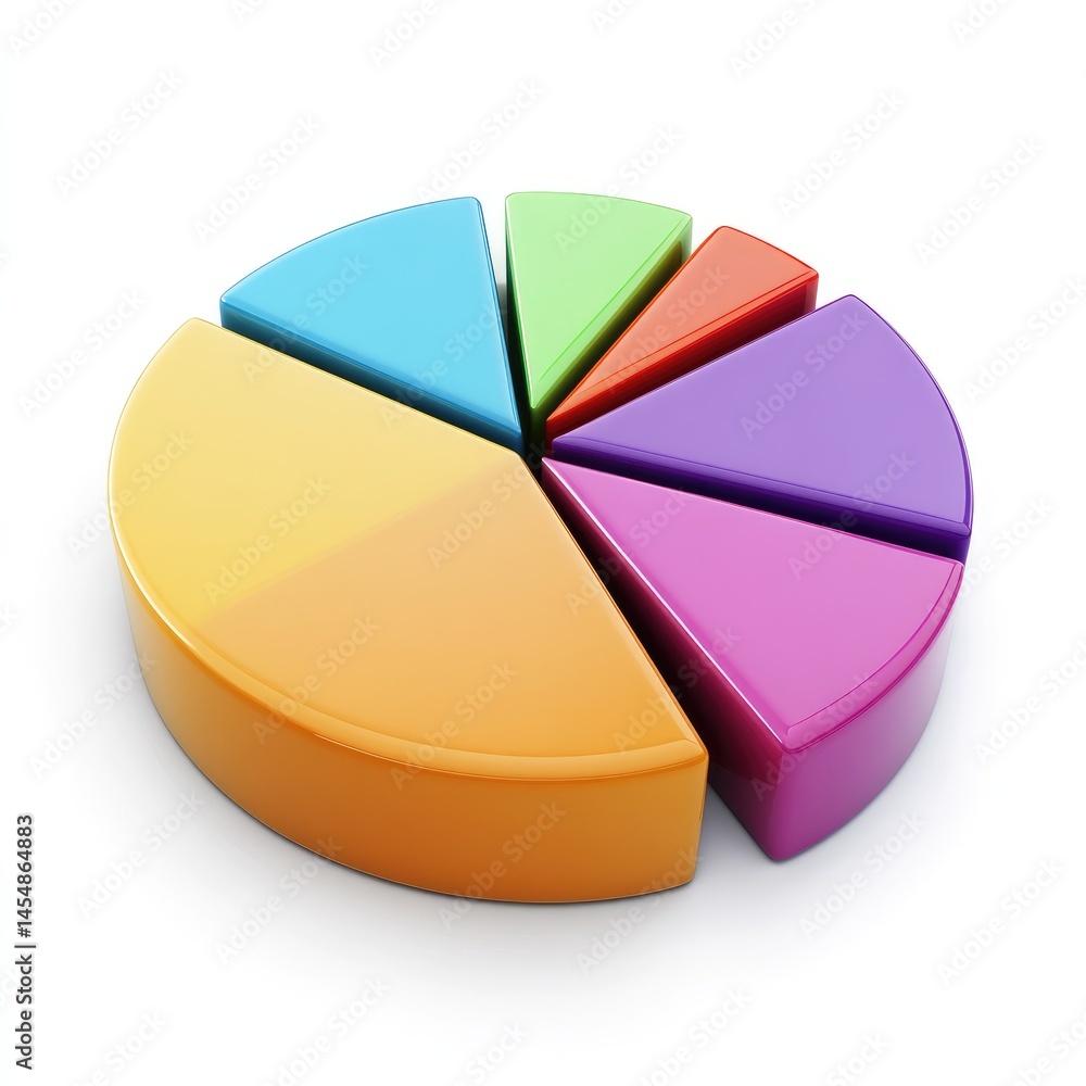 Fototapeta premium Colorful pie chart illustrating proportional data segments.