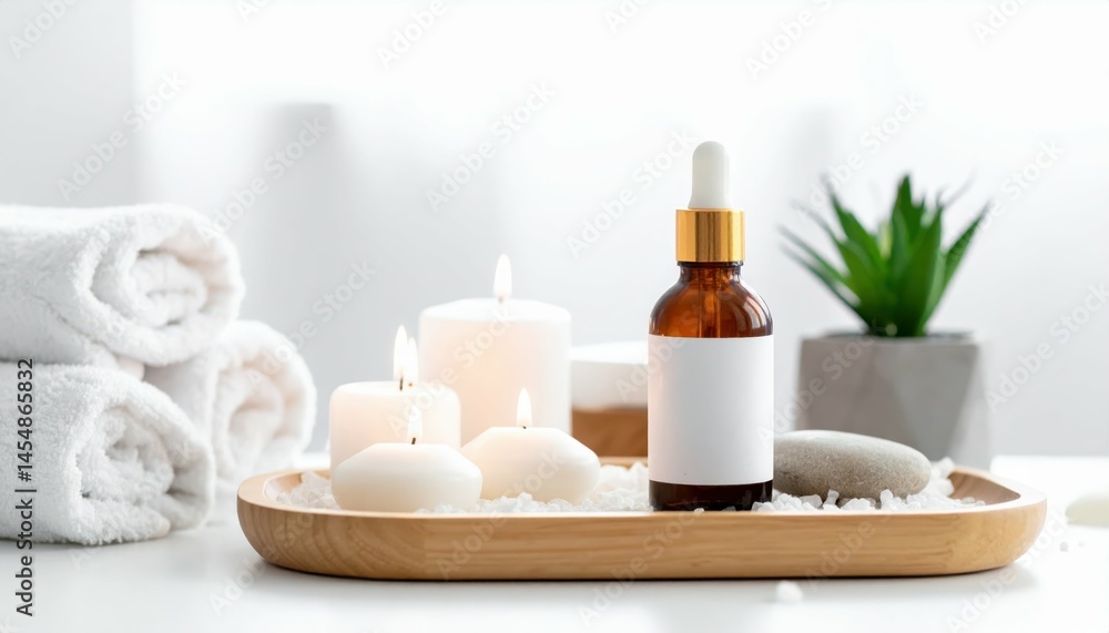 Fresh and Relaxing Spa Setup with Candles and Natural Elements Fresh and Relaxing Spa Setup with Candles and Natural Elements