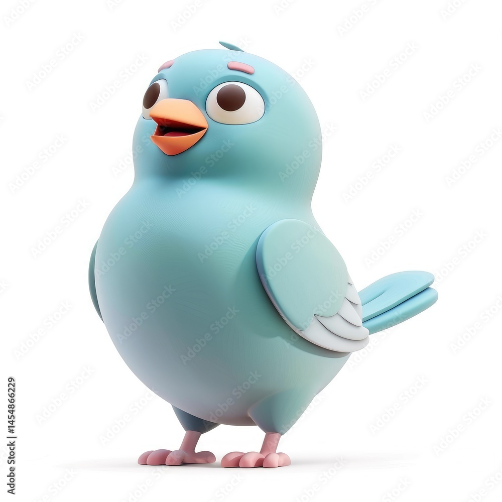 Cute light blue cartoon bird with open beak. Cute light blue cartoon bird with open beak.