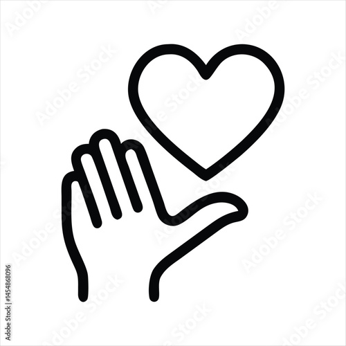 Hand Holding Heart Love, Care, Charity, Donation, Support, Kindness, Giving, Humanity, Symbol, Icon.