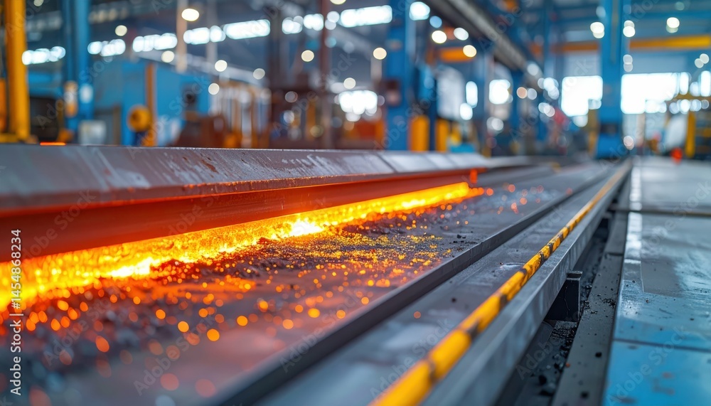 Melting Steel Flowing in Industrial Factory with Bright Sparks Melting Steel Flowing in Industrial Factory with Bright Sparks