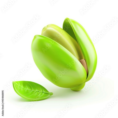 Wallpaper Mural Pistachio nut with shell open, and leaf, isolated. Torontodigital.ca