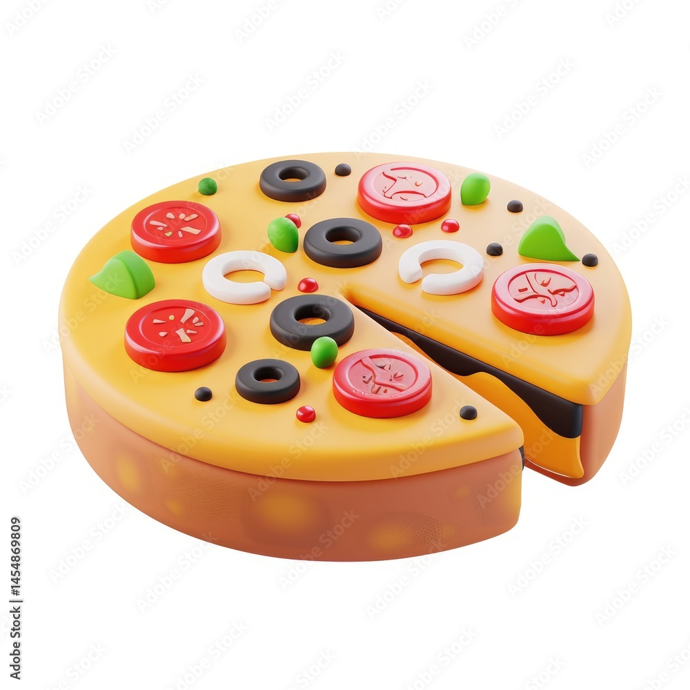 Colorful pizza-shaped dessert with toppings. Colorful pizza-shaped dessert with toppings.