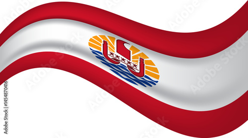 French Polynesia wavy flag, waving flag vector illustration