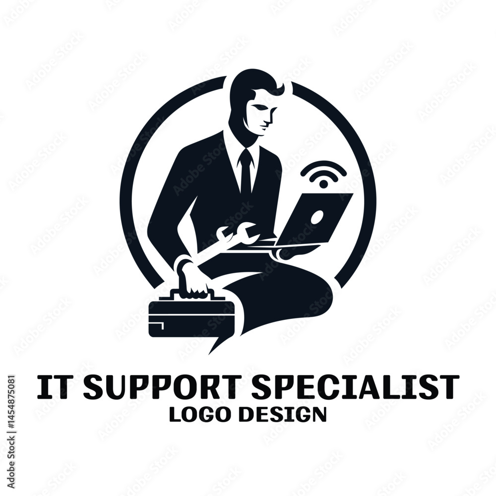 Naklejka premium IT Support Specialist Vector Logo Design