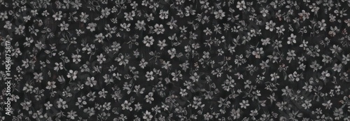 Elegant charcoal floral textile design  Tiny blossoms form a delicate, repeating pattern , wallpaper, fabric