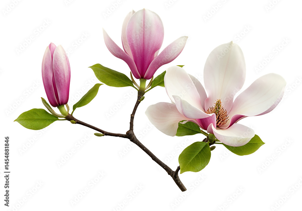 Fototapeta premium Magnolia blossoms, pink and white flowers