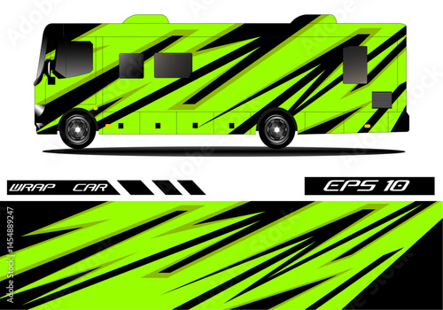 Vibrant Green and Black Vehicle Wrap Design Concept